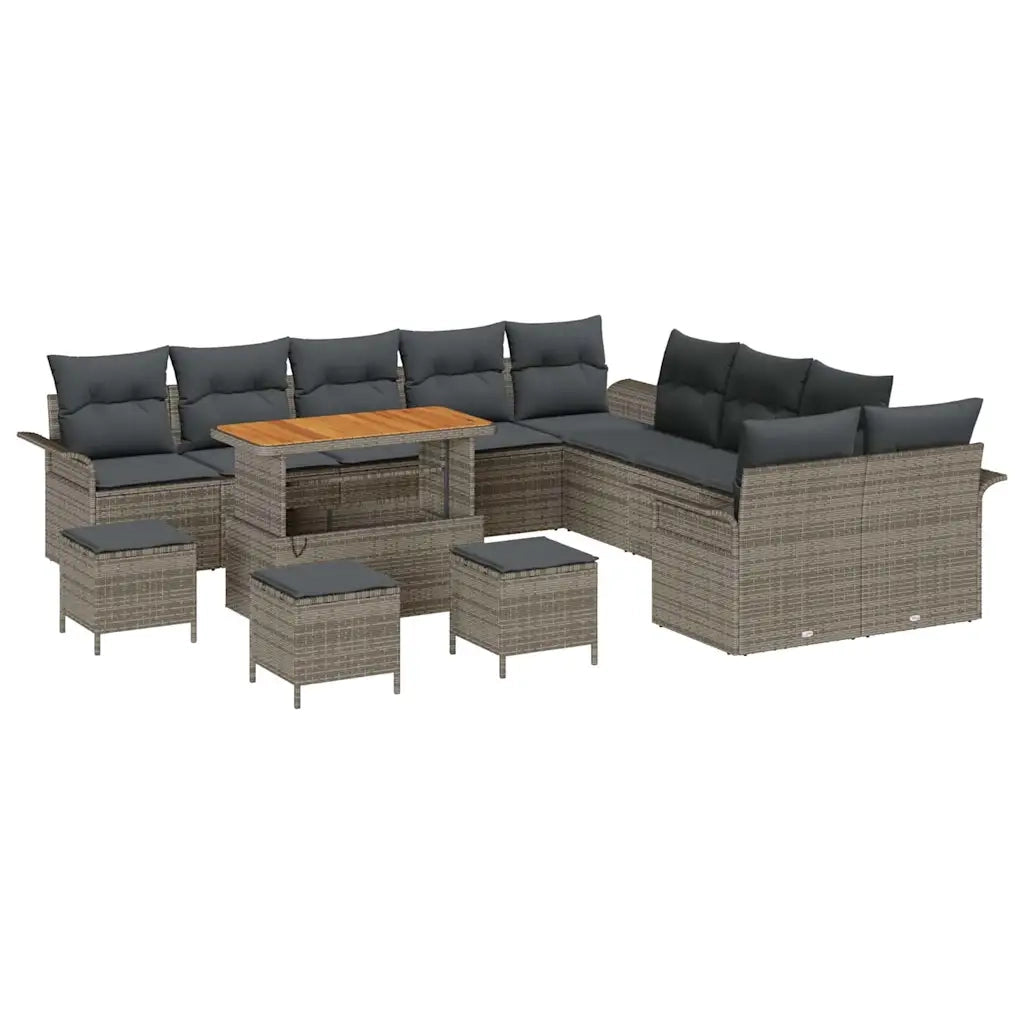 Set Divano da Giardino con cuscino 14 pcs Grigio 3364153