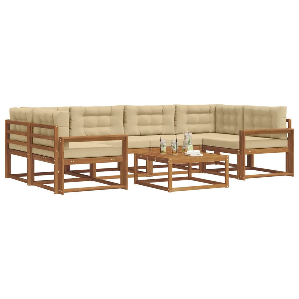Set di divani da esterno con cuscino 7 pcs Naturale e Beige 3367271