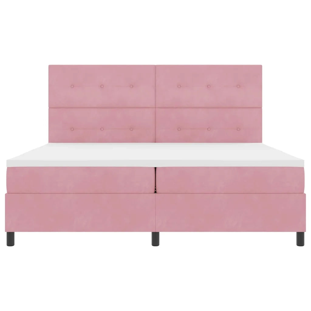 Letto a molle con materasso Rosa 200 x 200 cm Velluto 3339859