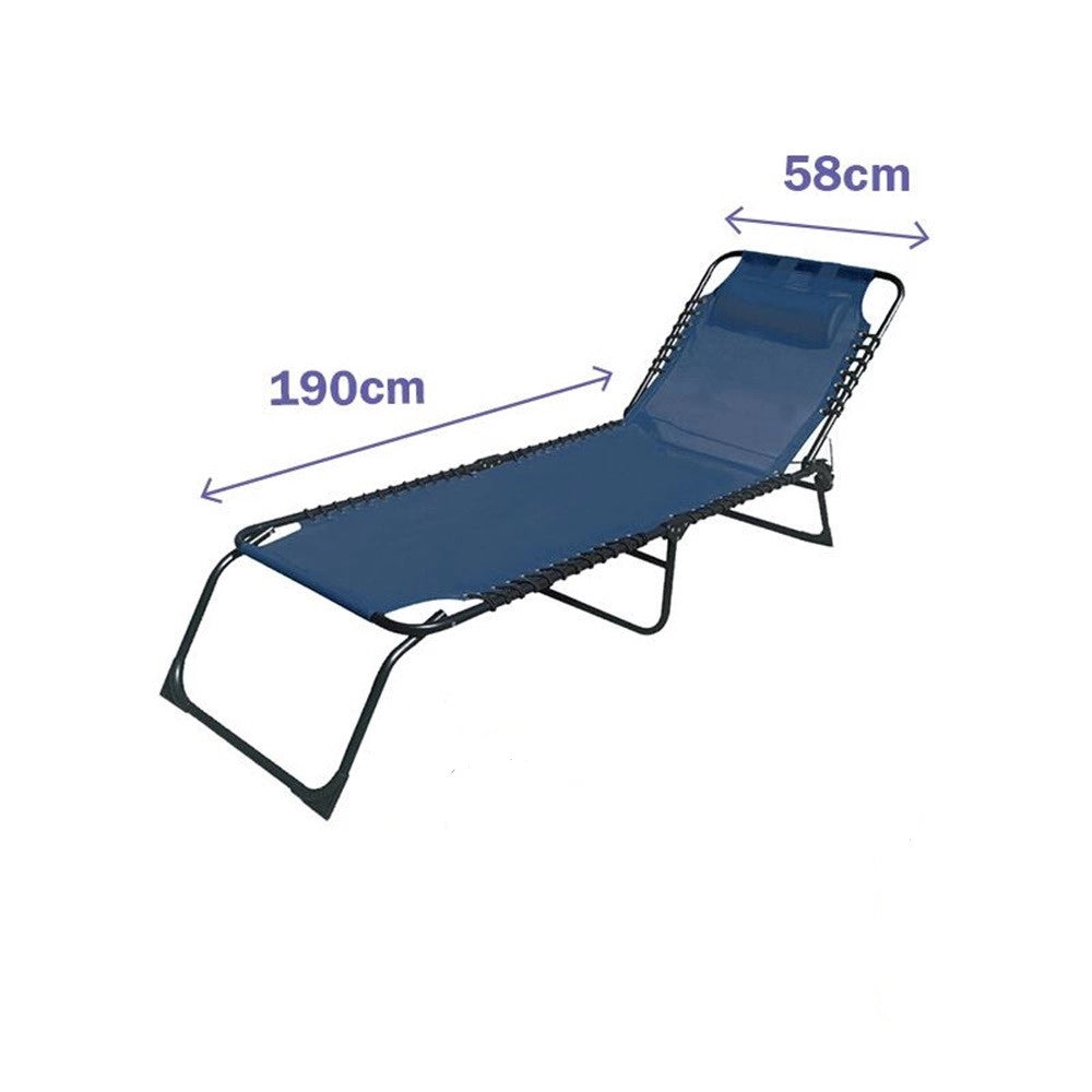 Trade Shop - Lettino Prendisole Sdraio Senza Parasole In Textilene Blu Reclinabile Giardino 483007 -