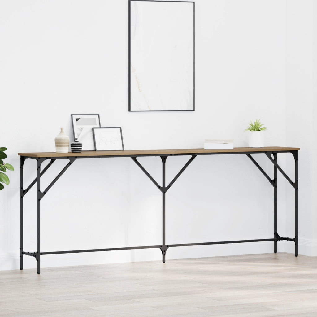 Tavolo Consolle Rovere Artigianale 200x29x75 cm Legno Ingegnerizzato