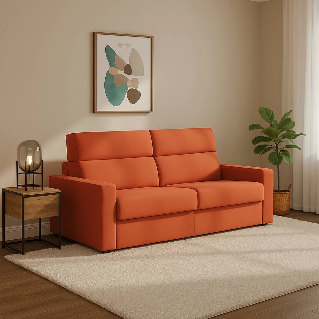 Ecate, Divano Letto 2 Posti Sfoderabile Made in Italy, 200x95 cm Arancione