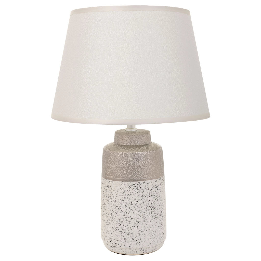 Lampada da tavolo in ceramica argento 12,5x12,5x30,5h