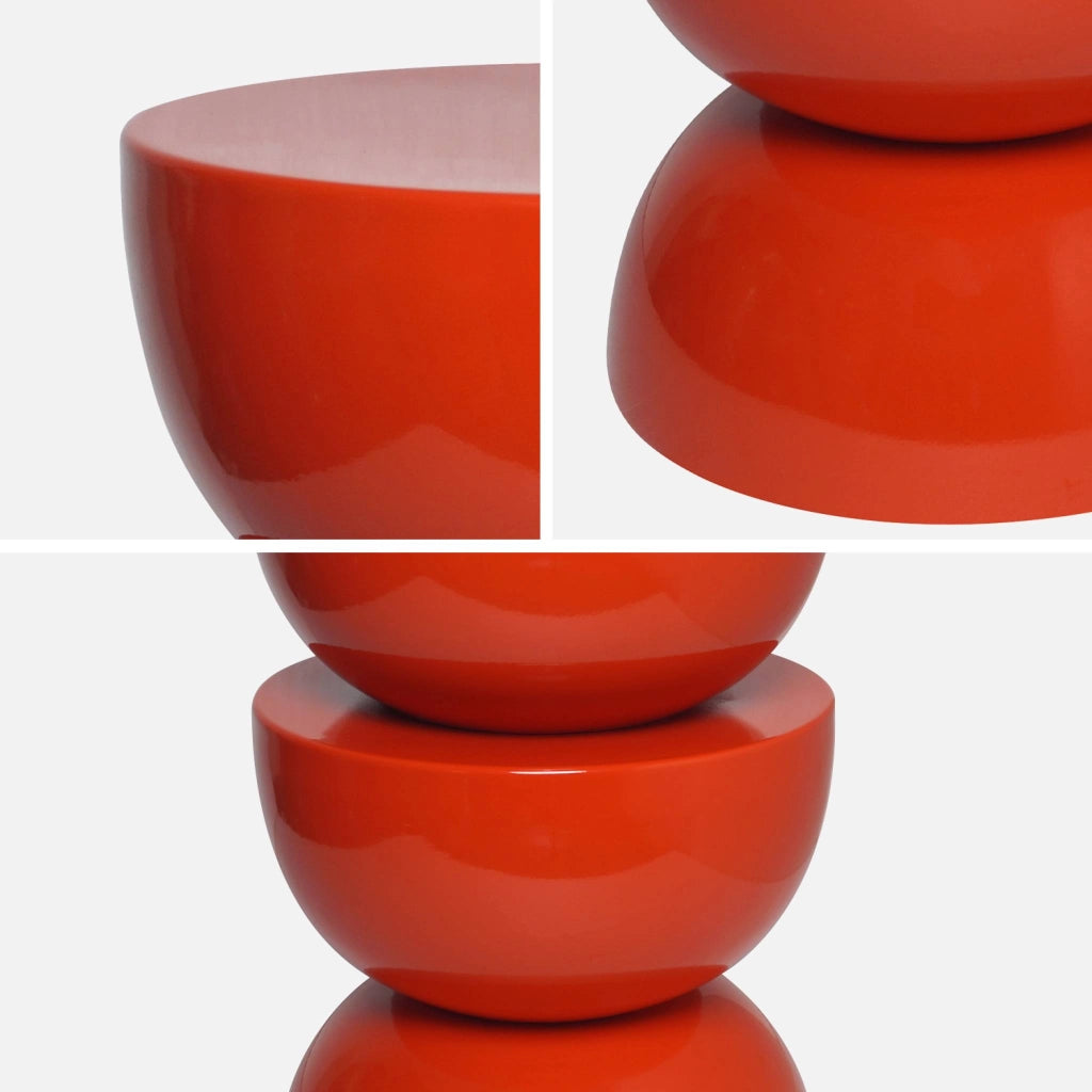 Tavolino in metallo effetto glassy, 46,5cm, corallo