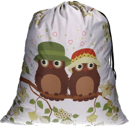Washbag grande 15 kg capienza, 60x70 cm realizzato con 12OZ cotone - grigio con disegno chick su entrambi i lati, trasferimento di stampa e cordoncino di tiraggio su entrambi i lati