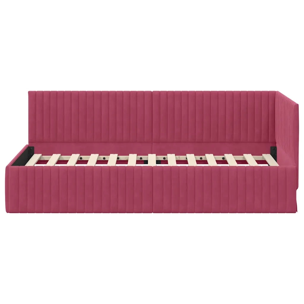 Cornice del letto ad angolo Rosso Vino 90 cm x 190 cm Velluto 42016260