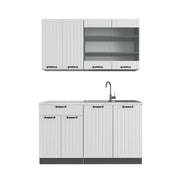 Cucina completa Fame-Line Bianco rustico/Antracite 140 cm, PL Marmo Vicco