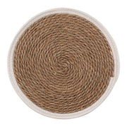 Set di 6 Tovagliette Tammy ø38 In Corda Di Paglia Naturale E Bordo In Cotone Bianco