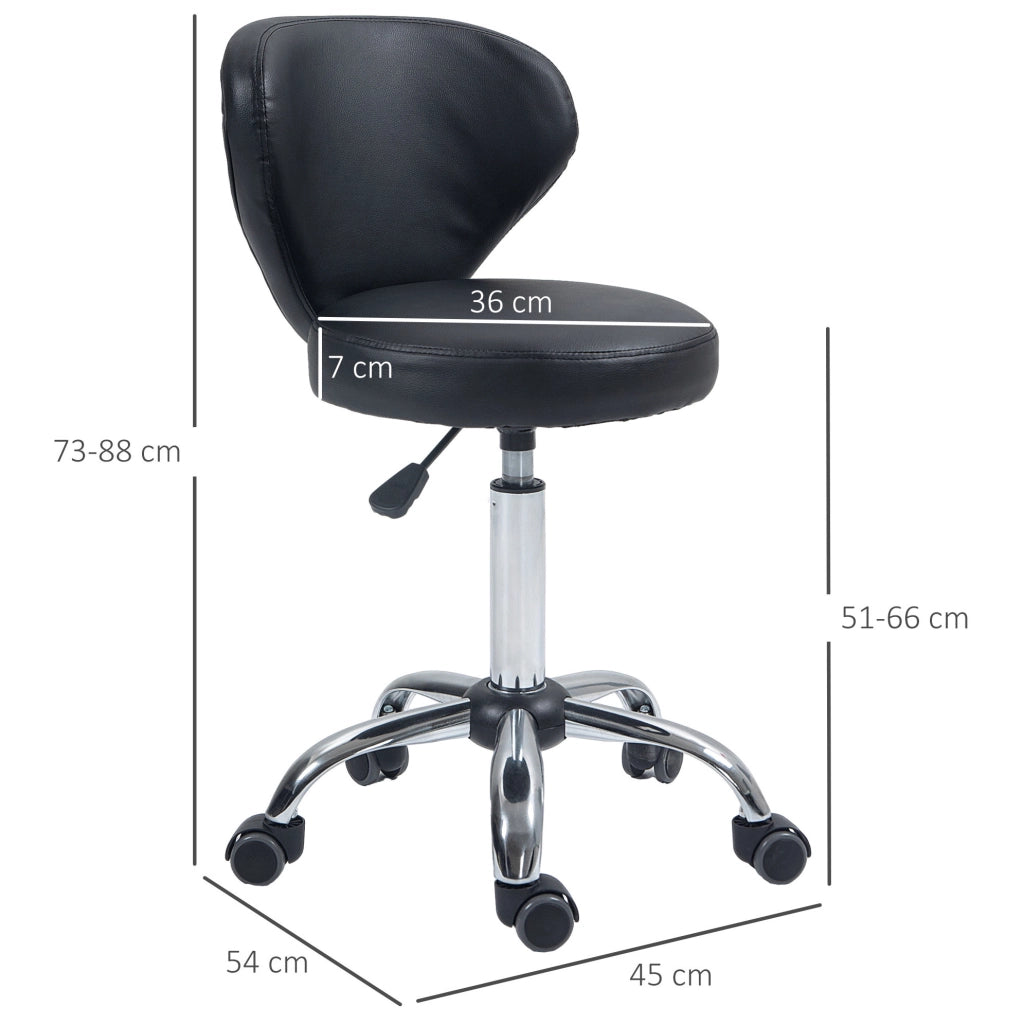 Sgabello da massaggio con ruote 51-66 cm in metallo cromato nero e similpelle