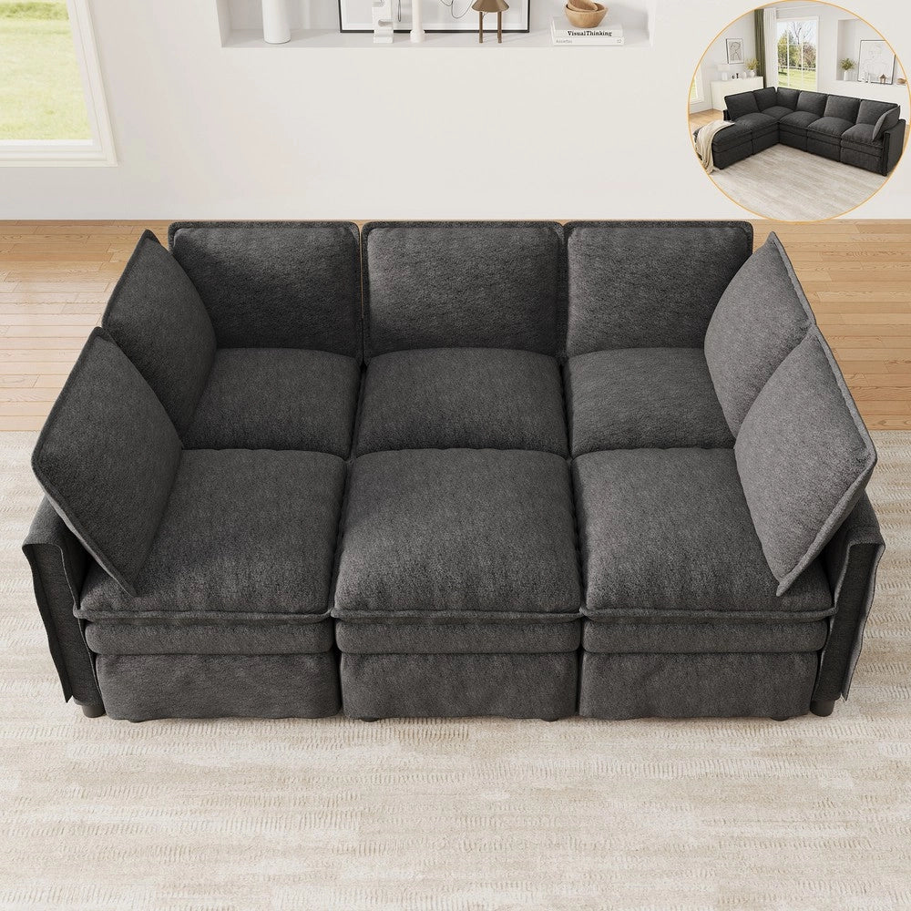 Divano letto estraibile ¨C Minimal ¨C grigio tessuto chenille