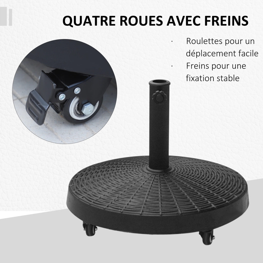 Base per Ombrellone con Pesi e Ruote ¨C zephmum ¨C Resina, Nero, ¦µ52x41 cm