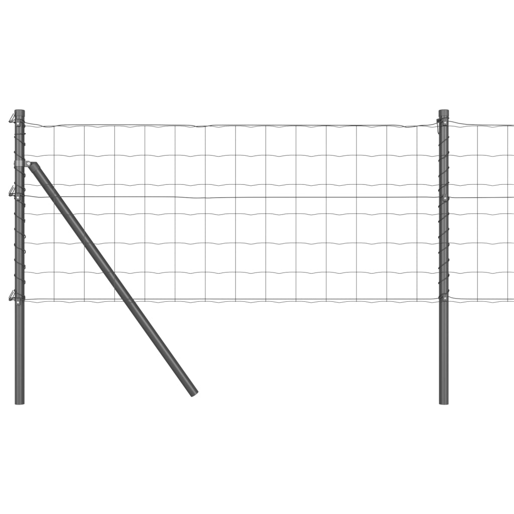 Euro Fence con 13 Pali 0.6x25 m Acciaio Zincato Grigio