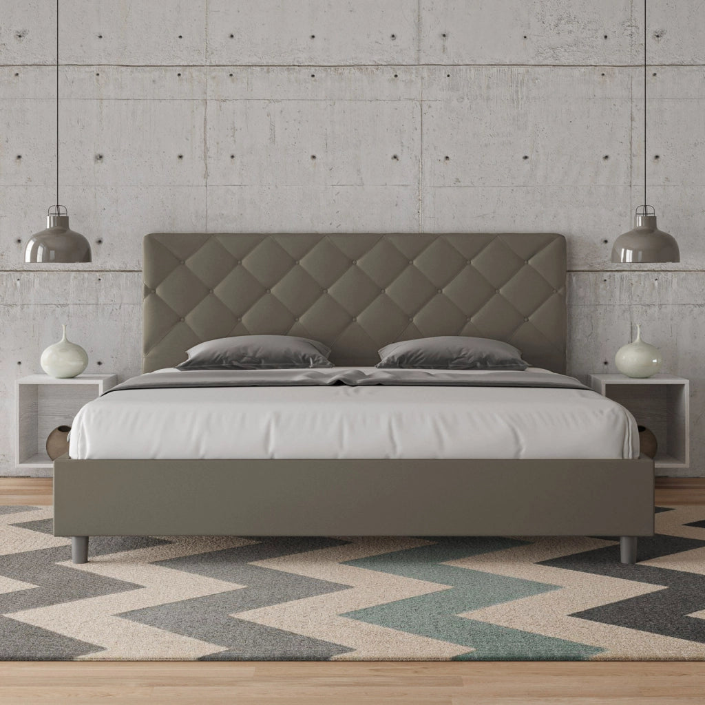 BS COM Letto contenitore imbottito 180x210 similpelle cappuccino