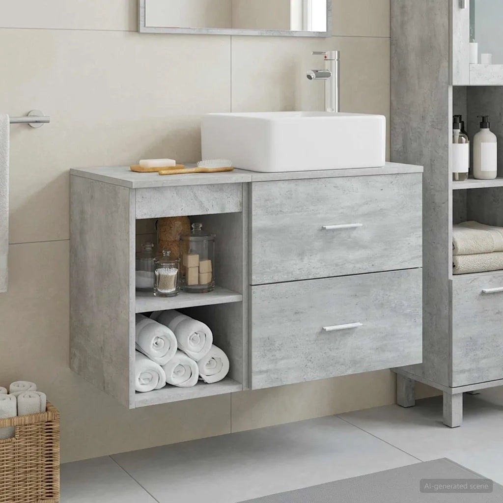 Set di mobili per il bagno 2 pcs Grigio Cemento 3403899