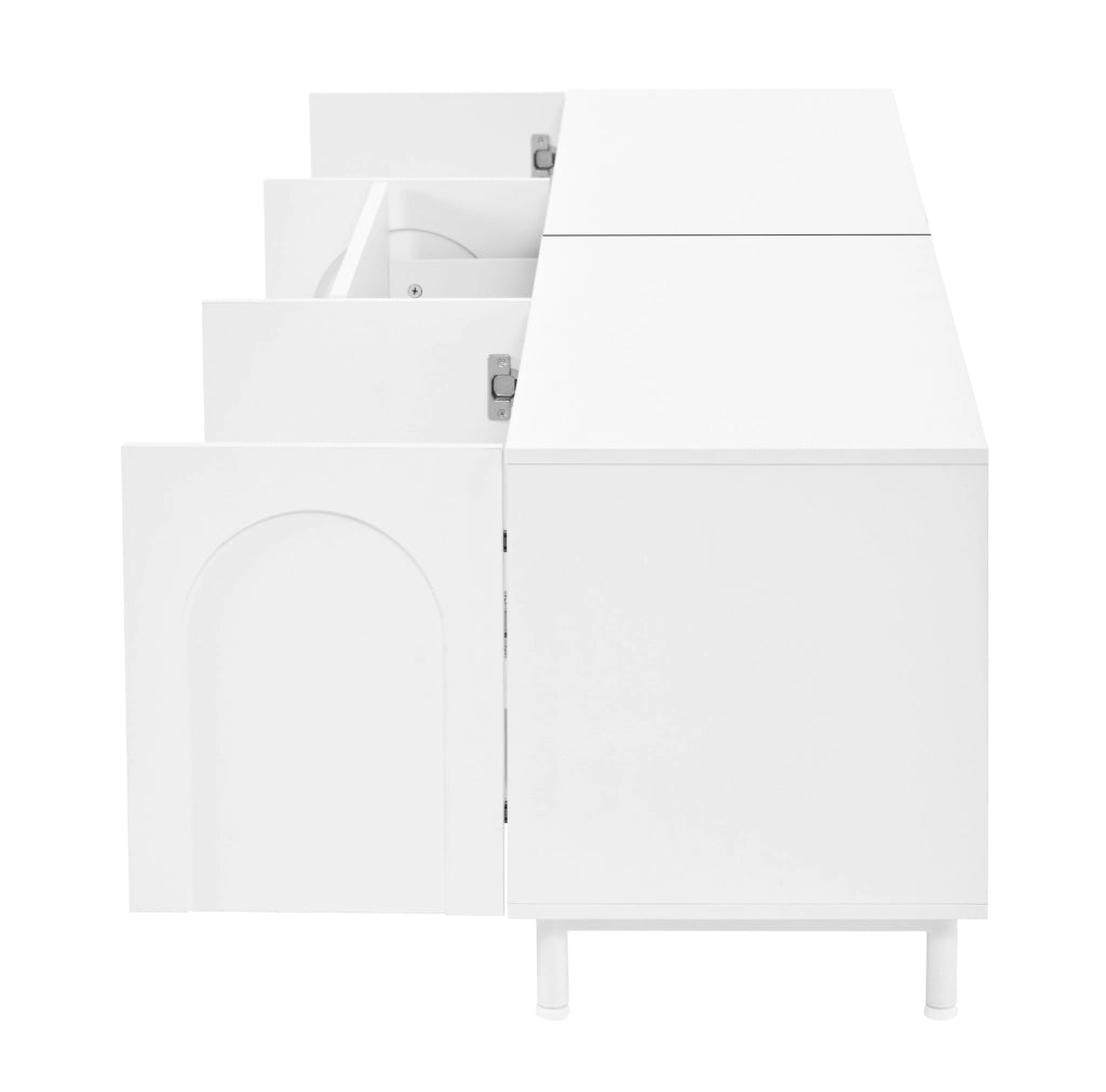 Mobile TV bianco con 4 ante e 2 cassetti; 180x40x48 cm