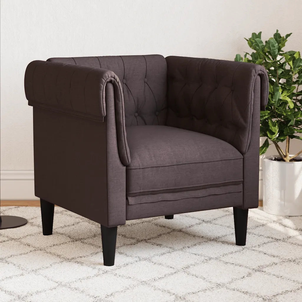 Divano Sedia-Poltrona Chesterfield Marrone Scuro in Tessuto