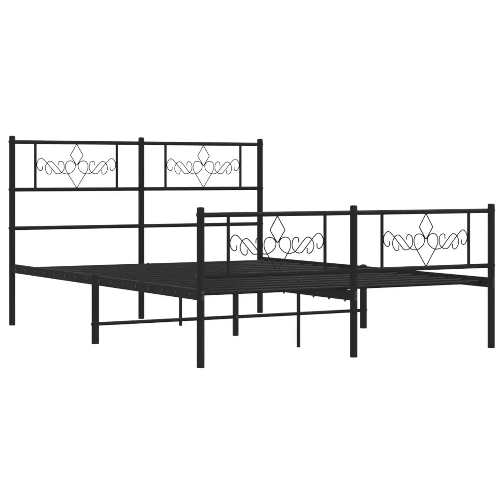 Giroletto con Testiera e Pediera-Struttura Letto Metallo Nero 120x190 cm 500536