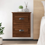 Comodino a Parete-Tavolino da notte sospeso Rovere Marrone 41,5x36x53 cm
