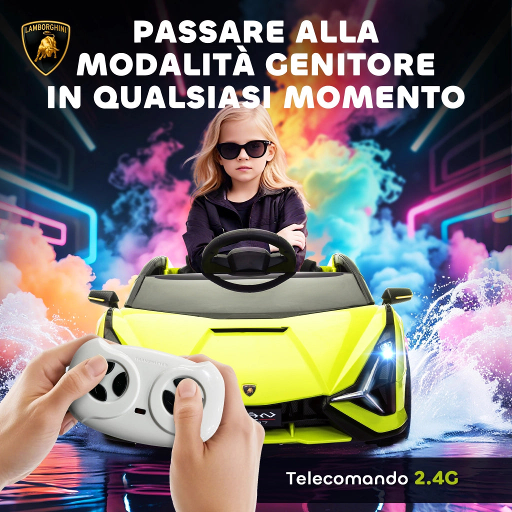 Auto Elettrica Bambini 12V Lamborghini ¨C zephmum ¨C Verde con Telecomando