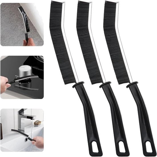Set di 3 Spazzole dure per angoli e giunti - Pulitore di piastrelle per cucina e bagno - Spazzola in nylon resistente con lunghe setole