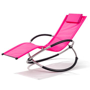 Dondolo Reclinabile Da Giardino Con Poggiatesta Removibile In Textilene Traspirante Telaio Metallo Relax Outdoor 73 x 150 x 93 Cm Fuxia
