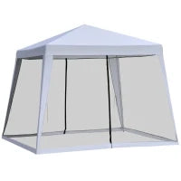 Gazebo Impermeabile con Zanzariere da Giardino Esterno Tendone in Poliestere 3 x 3 x 2.45 m Grigio