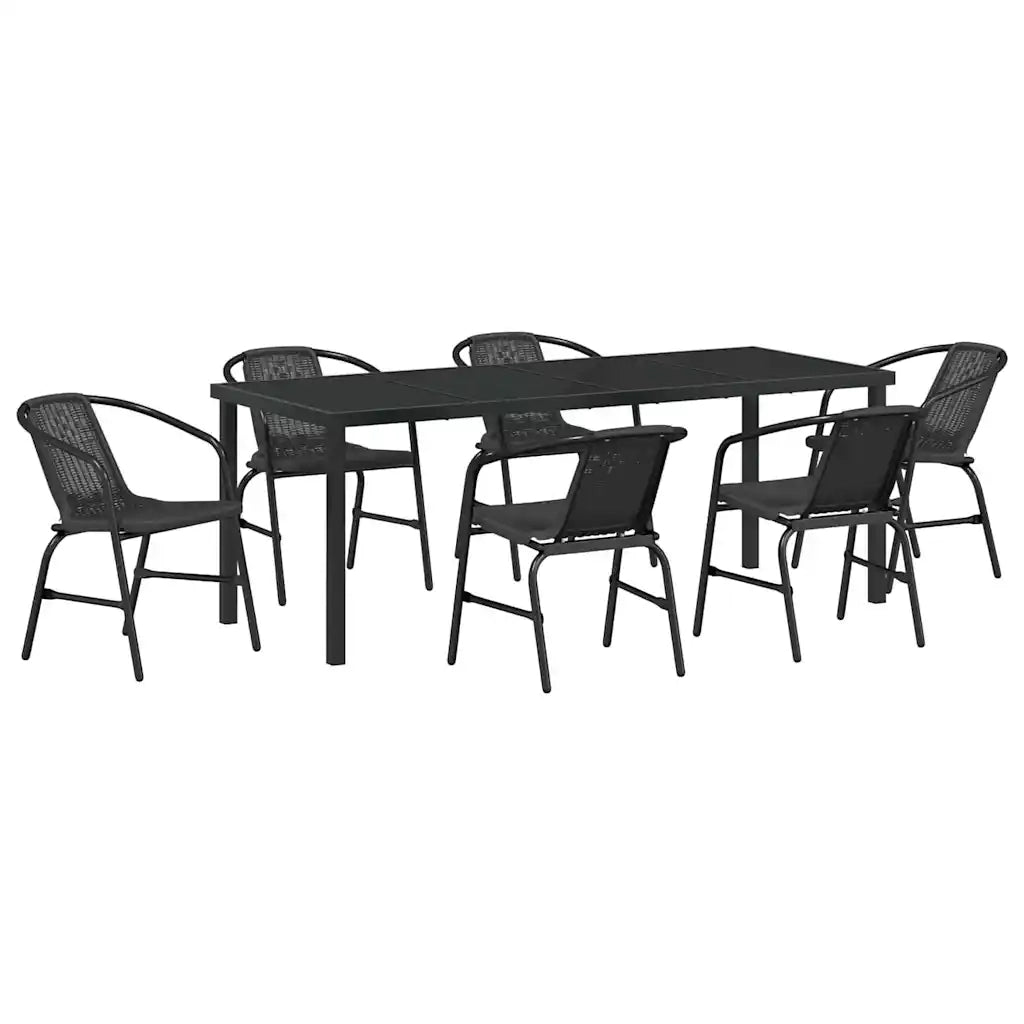 Set da Pranzo per Giardino 7 pcs Nero 3379385