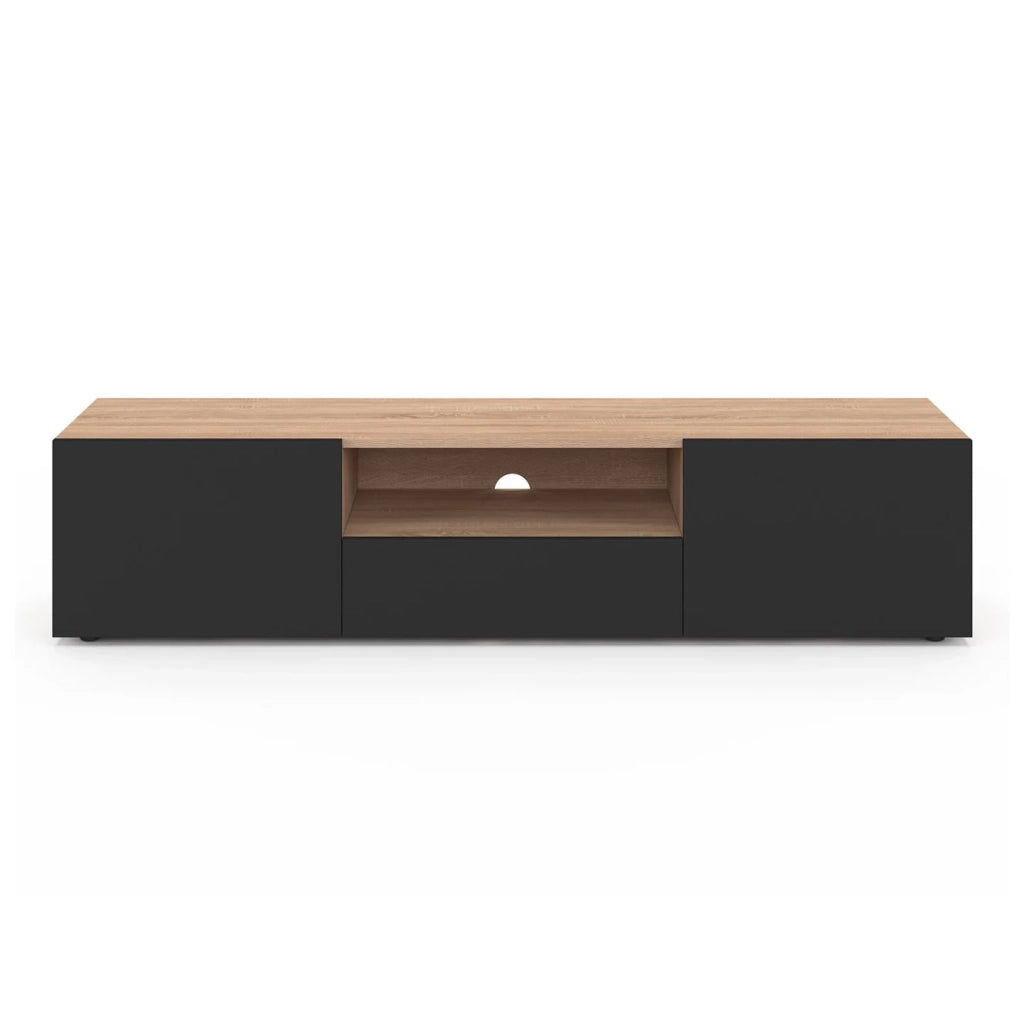IDMarket - Porta TV ELI 140 cm in faggio con ante nere