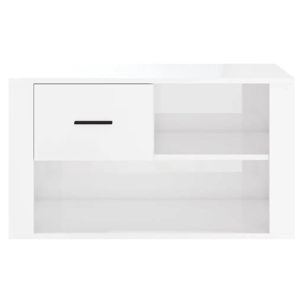 Scarpiera Bianco Lucido 80x35x45 cm in Legno Multistrato 816754