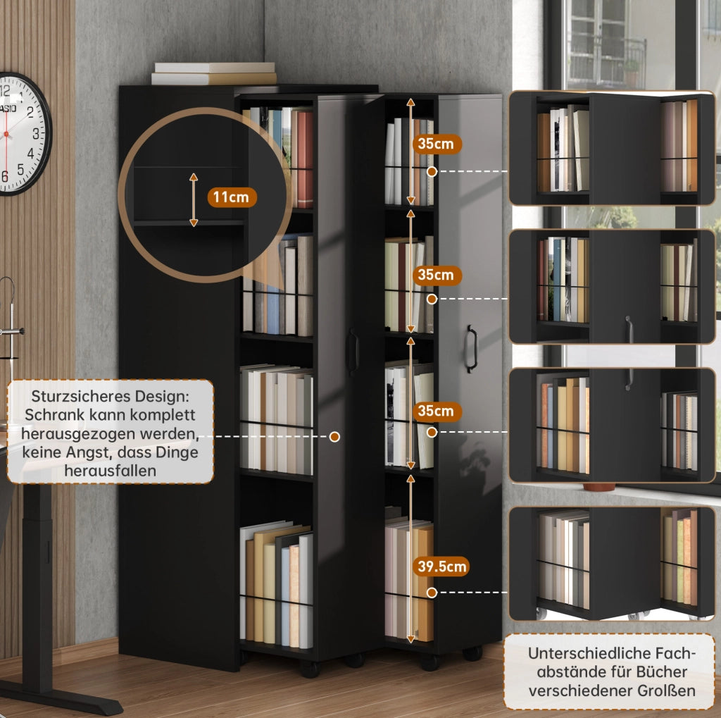 Libreria estensibile in MDF con ruote e ripiani