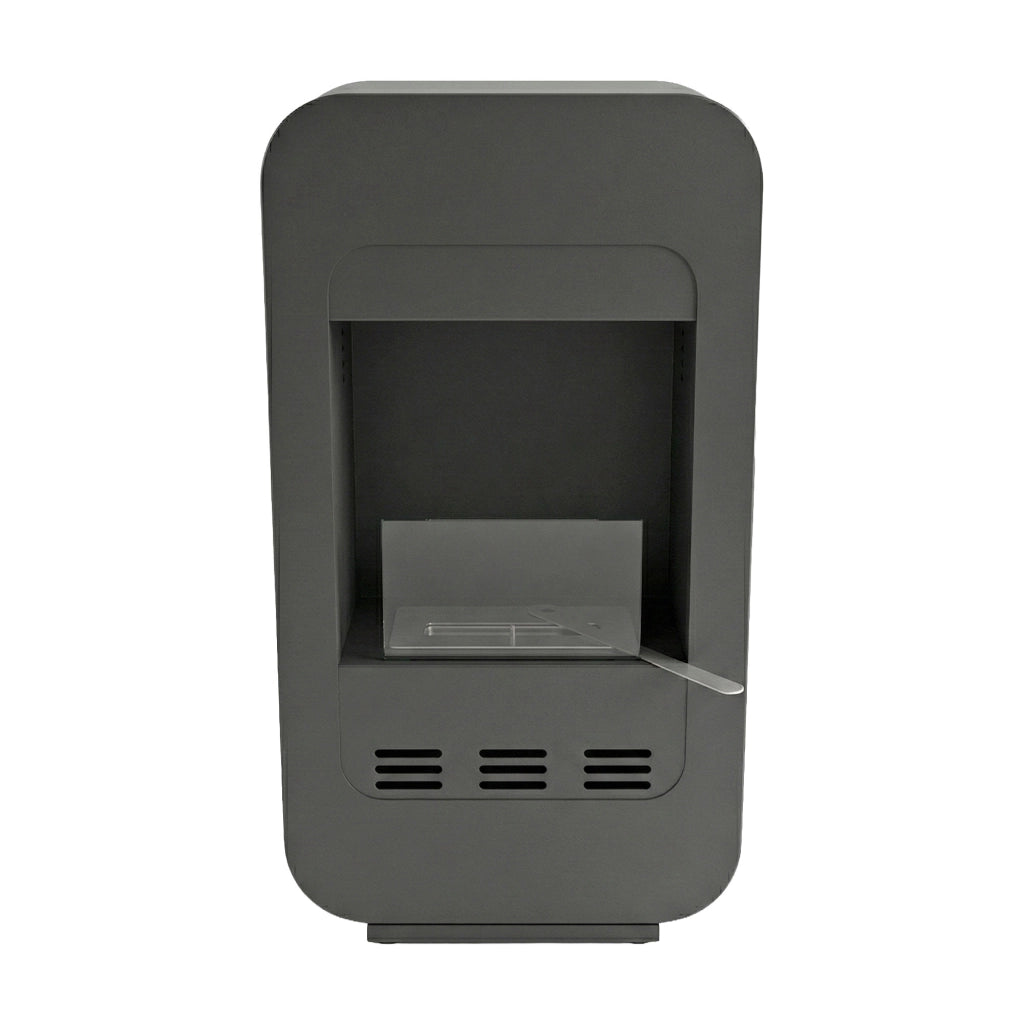Livia - Camino a Bioetanolo da Pavimento 46x80x25 cm con Bruciatore 1,5 Litri  Nero