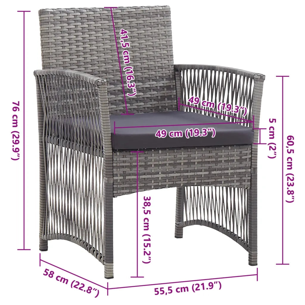 Poltrone da Giardino con Cuscini 2 pz Antracite in Polyrattan 46441