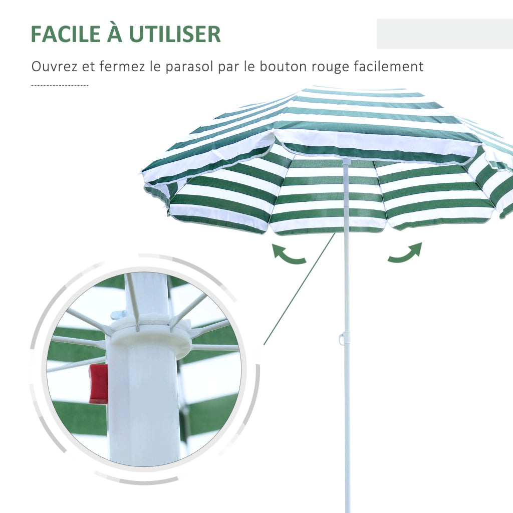 Ombrellone da giardino pieghevole ottagonale ¨C zephmum ¨C 180 cm verde bianco a righe
