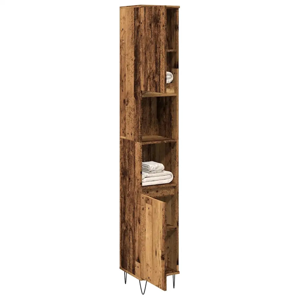Armadietto Bagno | Armadio da bagno Legno Antico 30x30x190 cm in Legno Multistrato