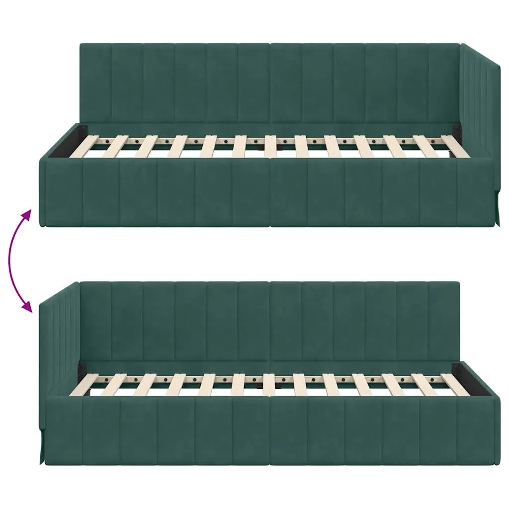 Cornice del letto ad angolo Verde Scuro 90 cm x 190 cm Velluto 42016299