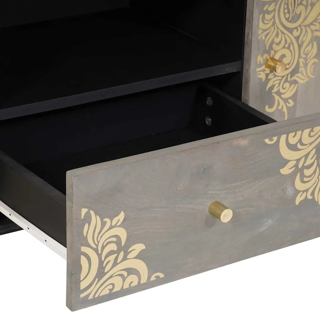 Mobile TV Grigio 105 x 33 x 46 cm Legno di mango massello 4018786