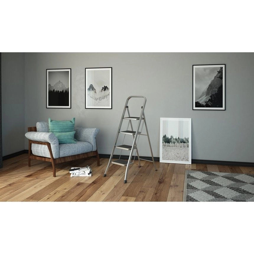 Colombo G110AT4W Factotum Sgabello Scala 4 Gradini in Alluminio Antiscivolo Portata 150 Kg colore Argento