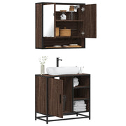 Set Mobili da Bagno 2 pz Rovere Marrone in Legno Multistrato