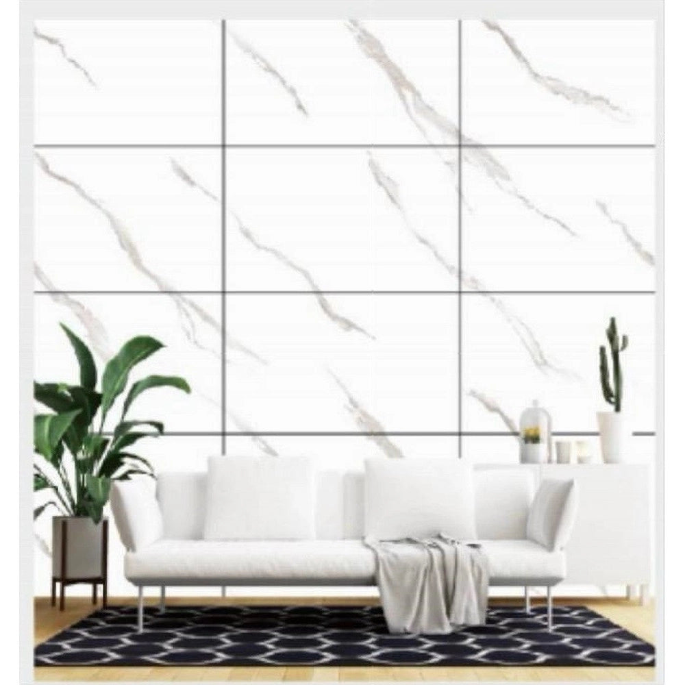 Trade Shop - Pannello Adesivo Effetto Marmo Bianco Striature Pareti Paraschizzi 300x60cm Stanza -