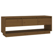 Mobile TV multimediale mensola TV credenza TV sala da pranzo soggiorno camera da letto color miele 110,5 x 34 x 40 cm legno di pino massiccio marrone 02_0027701