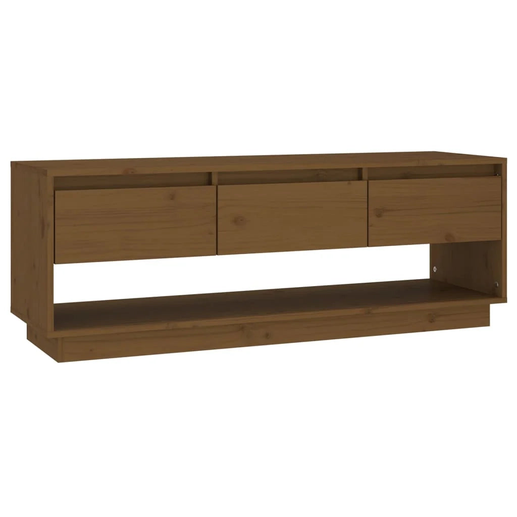 Mobile TV multimediale mensola TV credenza TV sala da pranzo soggiorno camera da letto color miele 110,5 x 34 x 40 cm legno di pino massiccio marrone 02_0027701