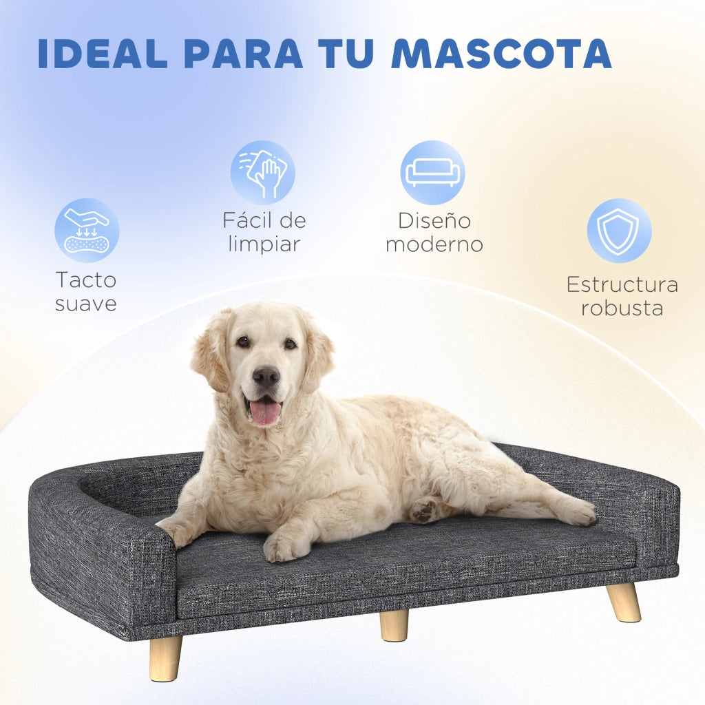 Letto per Cani Grande con Cuscino Lavabile ¨C zephmum ¨C Grigio Scuro Legno 98x67x25