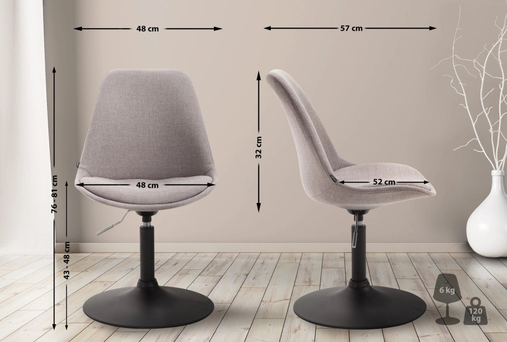 Sedia da pranzo MAVERICK in tessuto grigio,nero