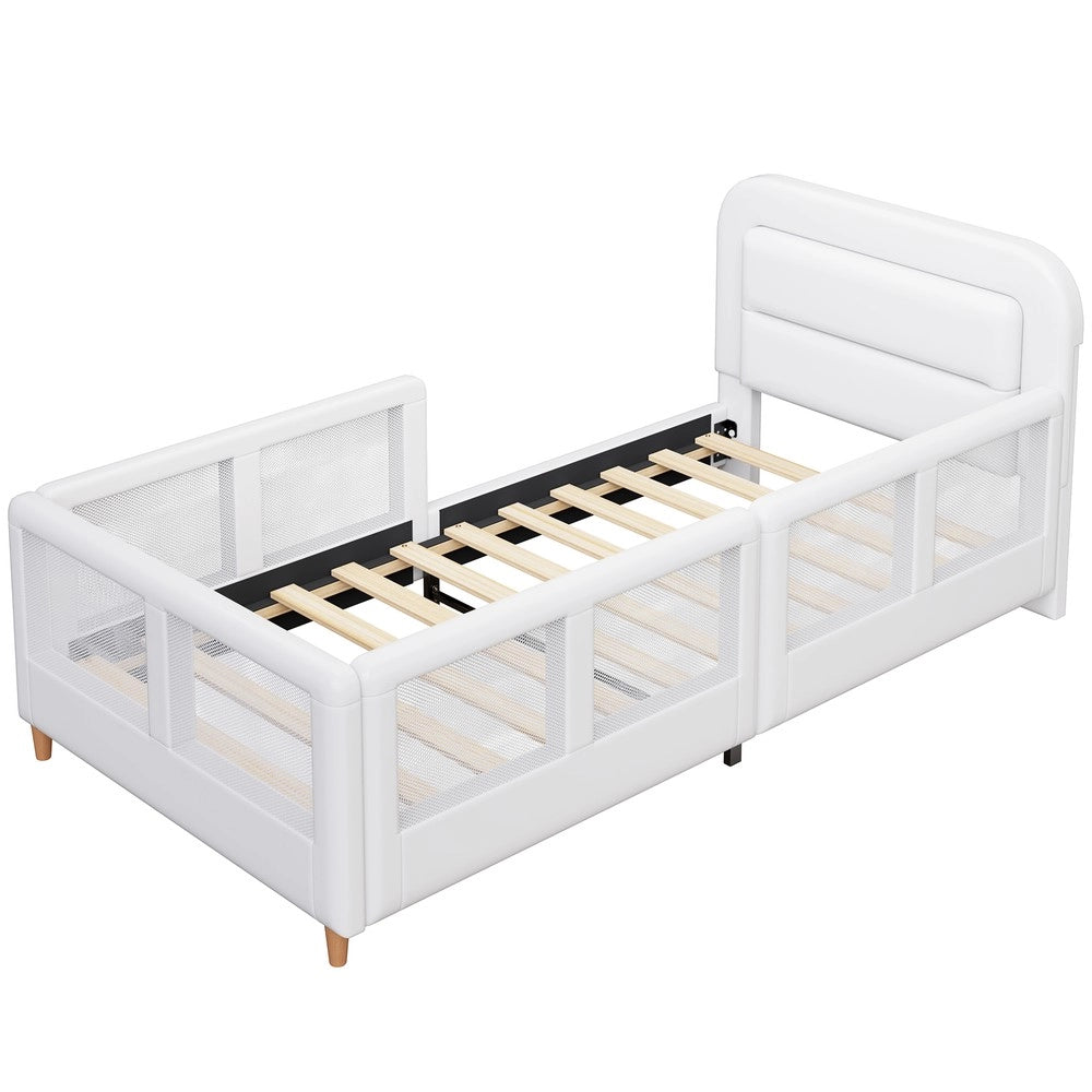 Letto Singolo Imbottito con Sponde ¨C Xylo ¨C Bianco 90x200
