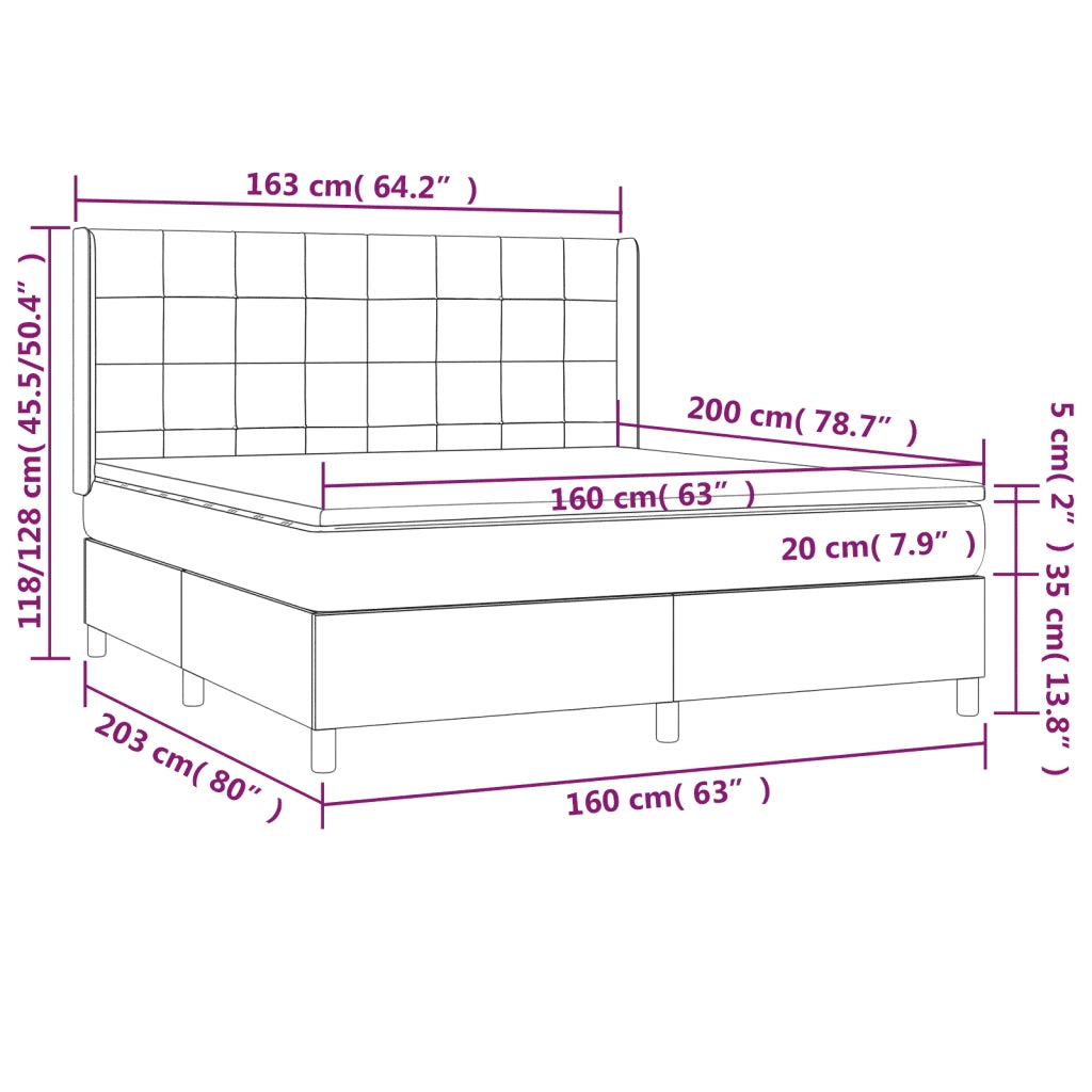 Giroletto a Molle con Materasso Rosa 160x200 cm in Velluto 3132692