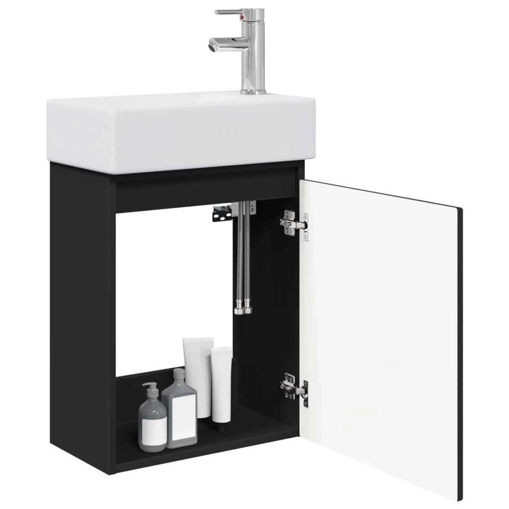 Mobile bagno con rubinetto Nero 45,5 x 25,5 x 84 cm 889492