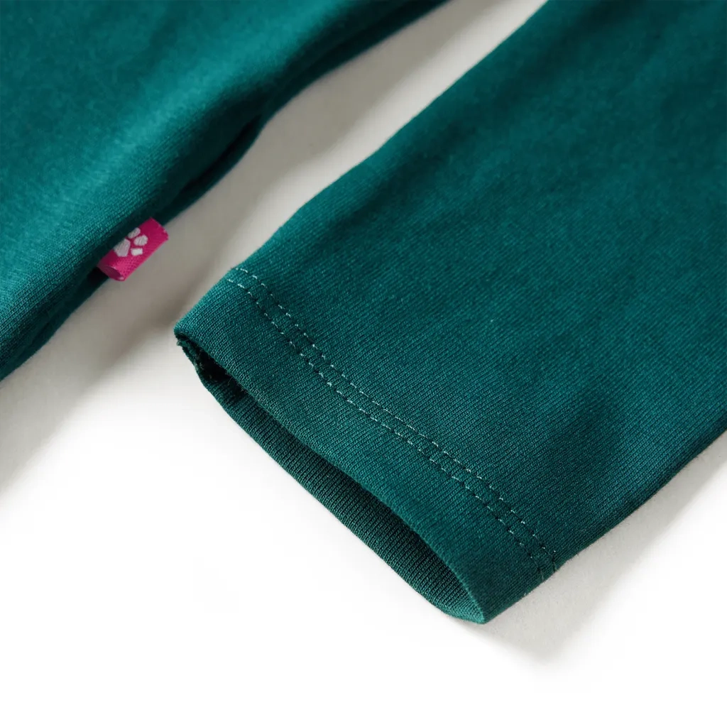 Maglietta da Bambino a Maniche Lunghe Verde Scuro 140 13658