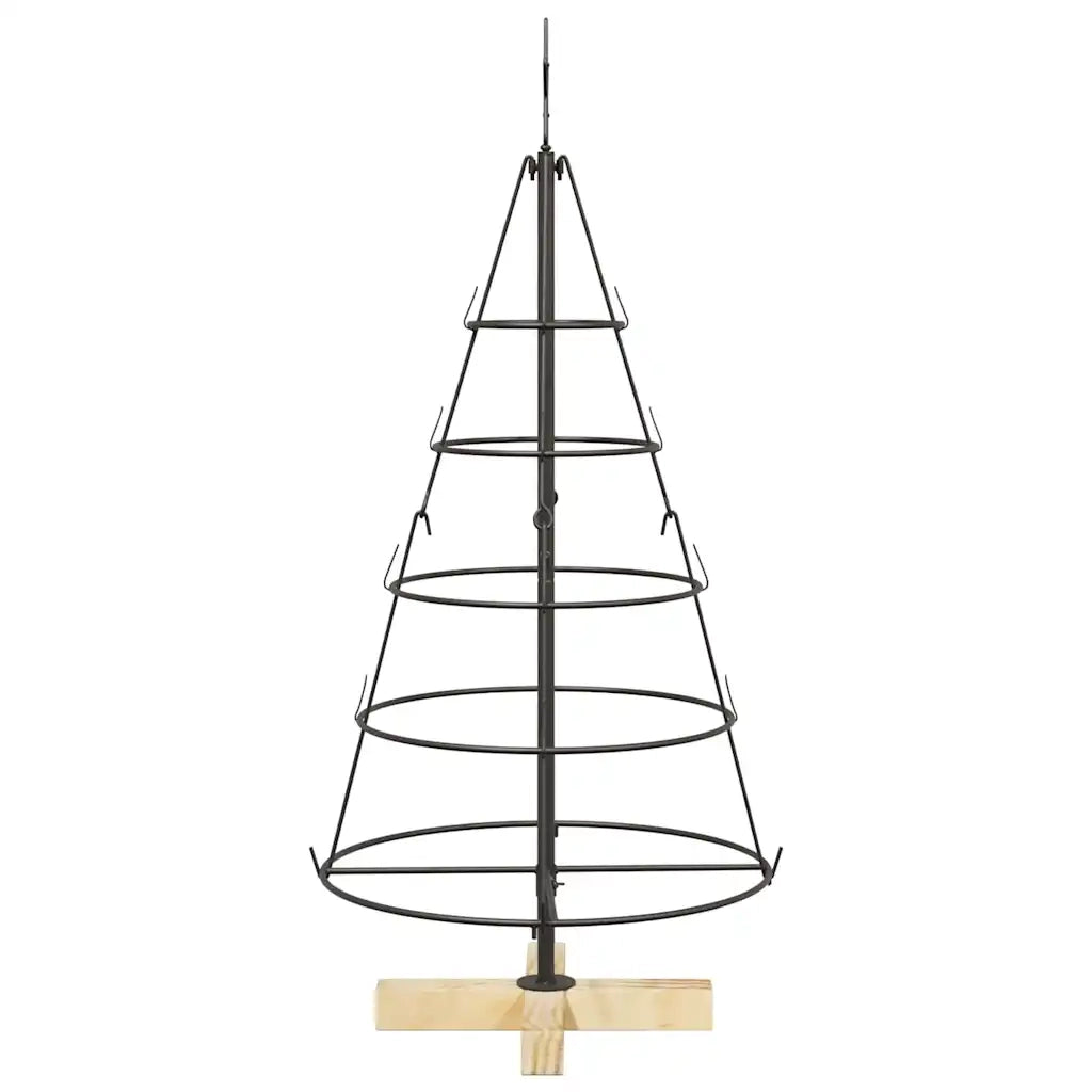 Albero a Cono di Natale | Decorazioni natalizie con supporto Nero 90 cm Acciaio