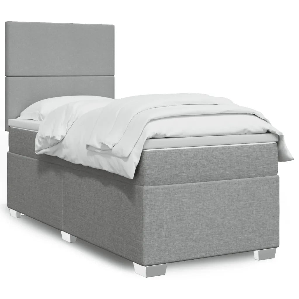 vidaXL Giroletto a Molle con Materasso Grigio Chiaro 90x190 cm Tessuto