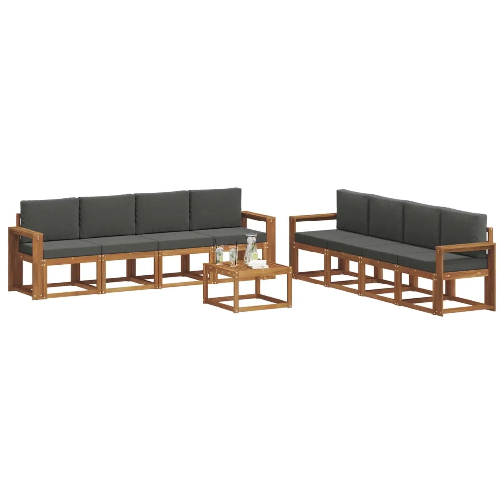 Set di divani da esterno con cuscino 9 pcs Naturale e Antracite